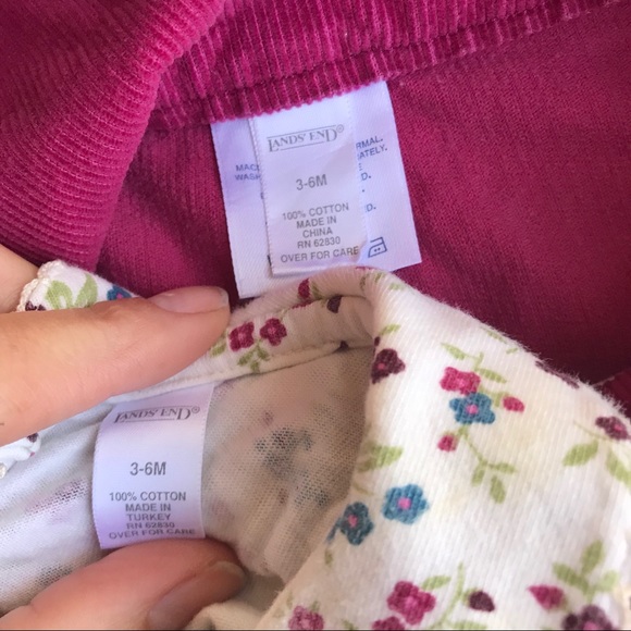Lands’ End Pink Corduroy Overalls & Floral Onesie - Picture 4 of 5